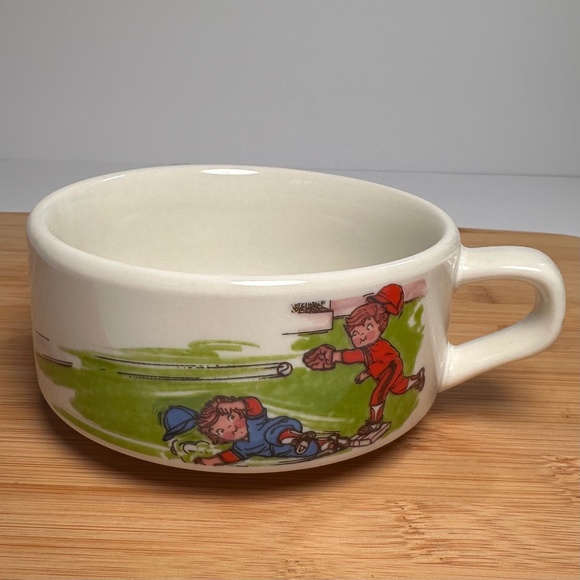 980s Campbell’s Soup “Baseball Kid” Mug ⚾️ Vintage Stoneware Soup/Chili Bowl - Picture 1 of 4